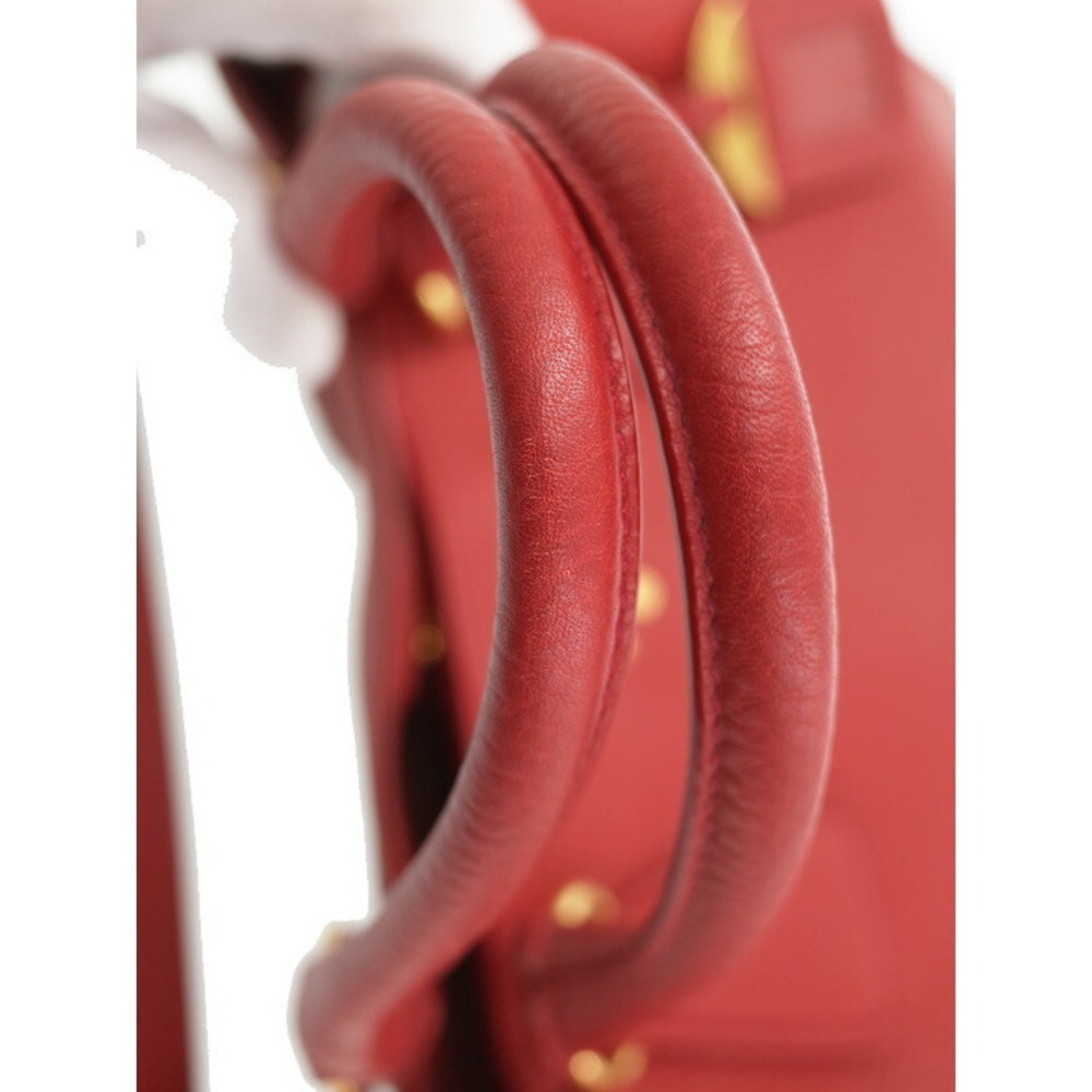 Prada Vitello Daino leather shopping tote bag pebbled leather Red - Picture 5 of 9